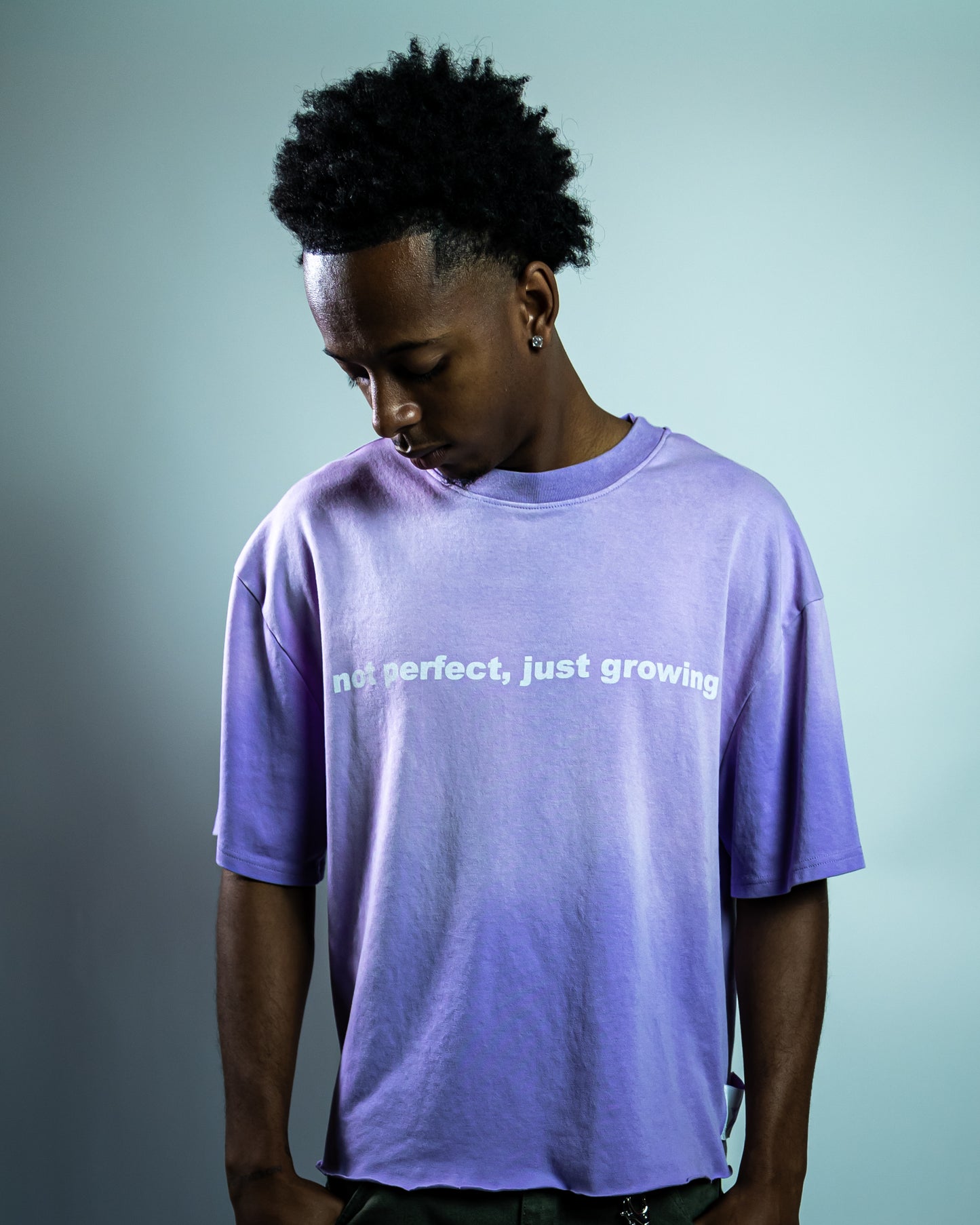 Purple "not perfect, just growing" Tee