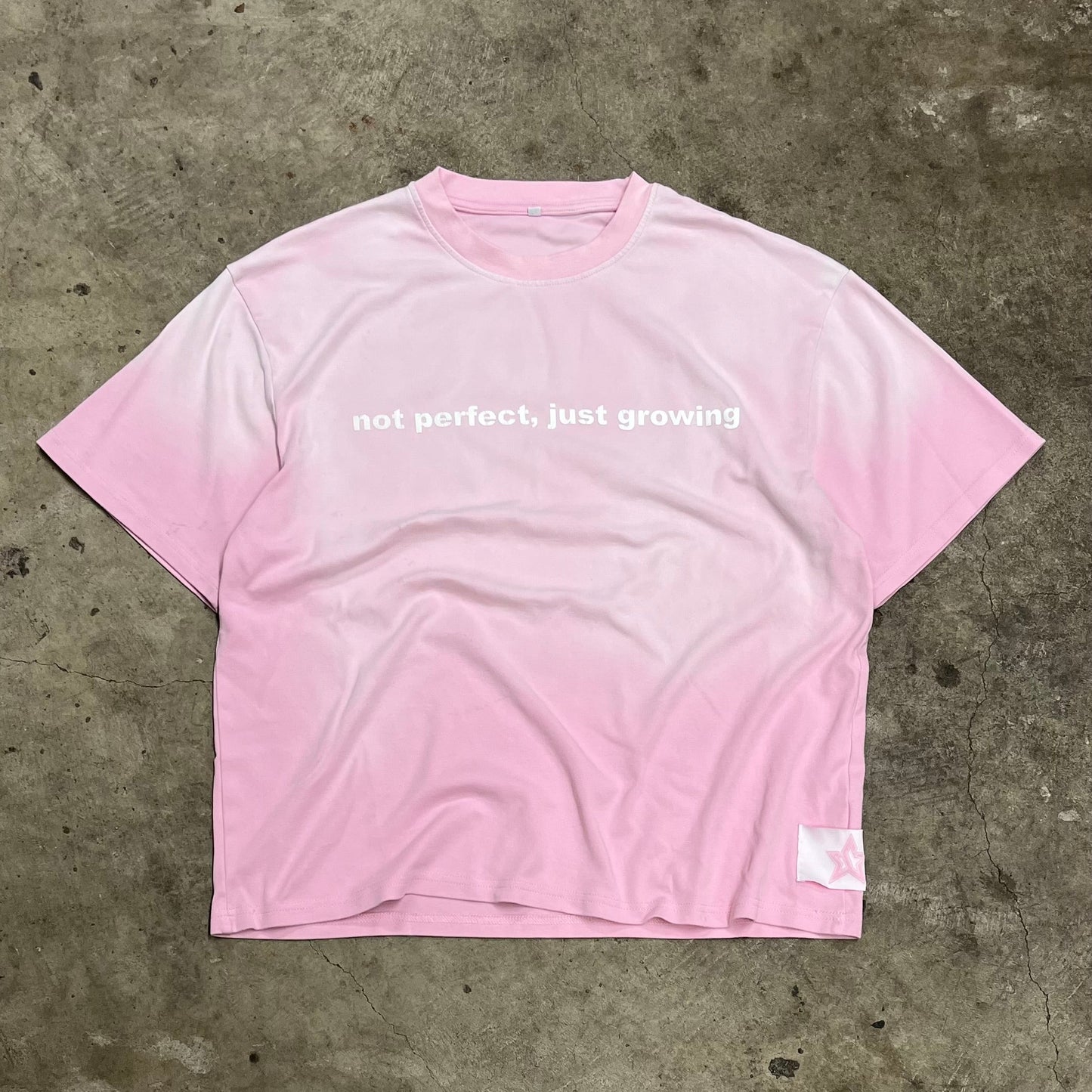 Pink “not perfect, just growing” Tee