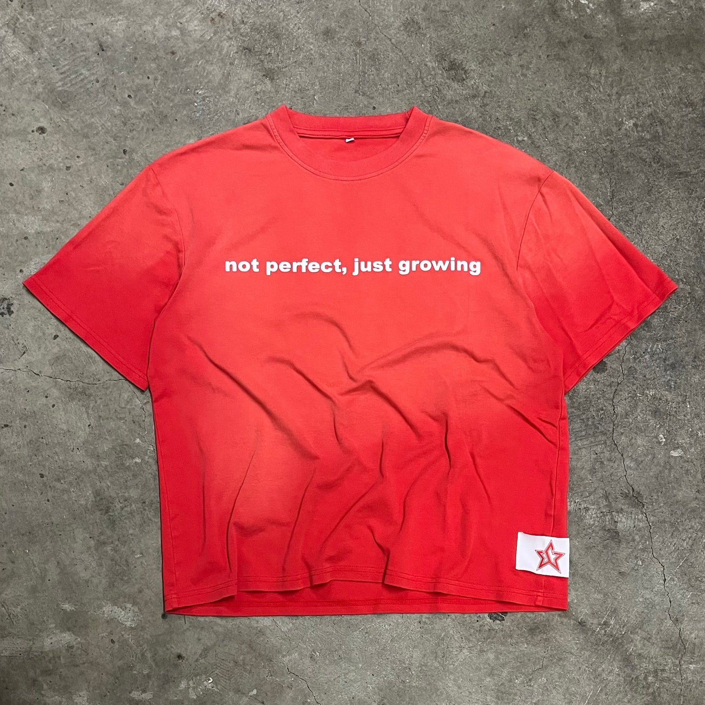 Red "not perfect, just growing" Tee