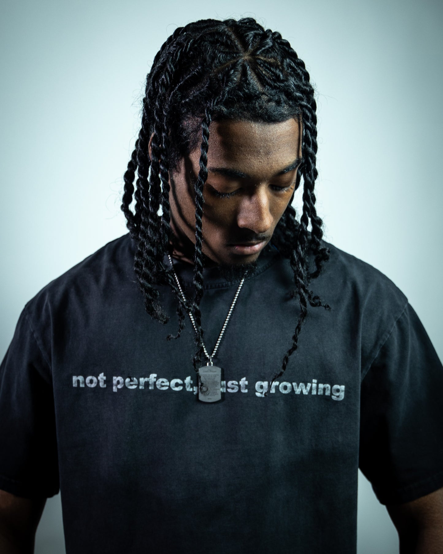 Black "not perfect, just growing" Tee
