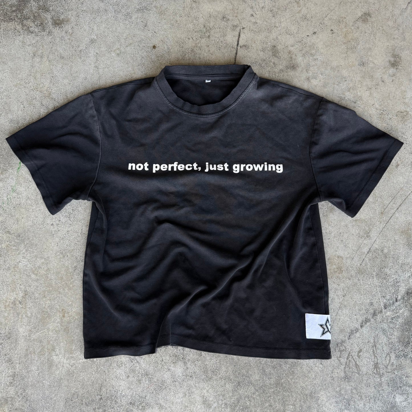 Black "not perfect, just growing" Tee