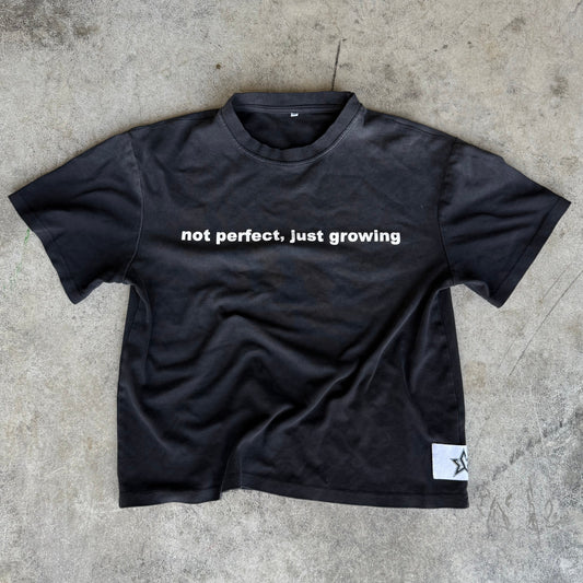 Black "not perfect, just growing" Tee