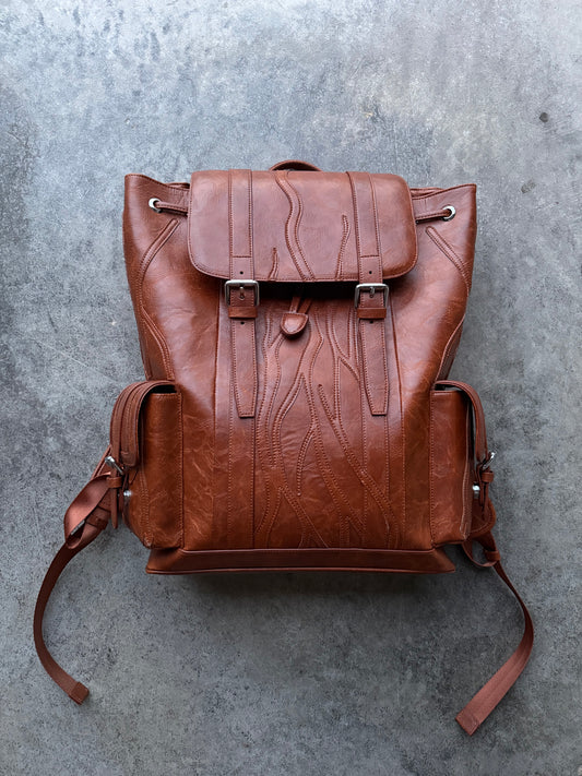 'rooted' leather backpack