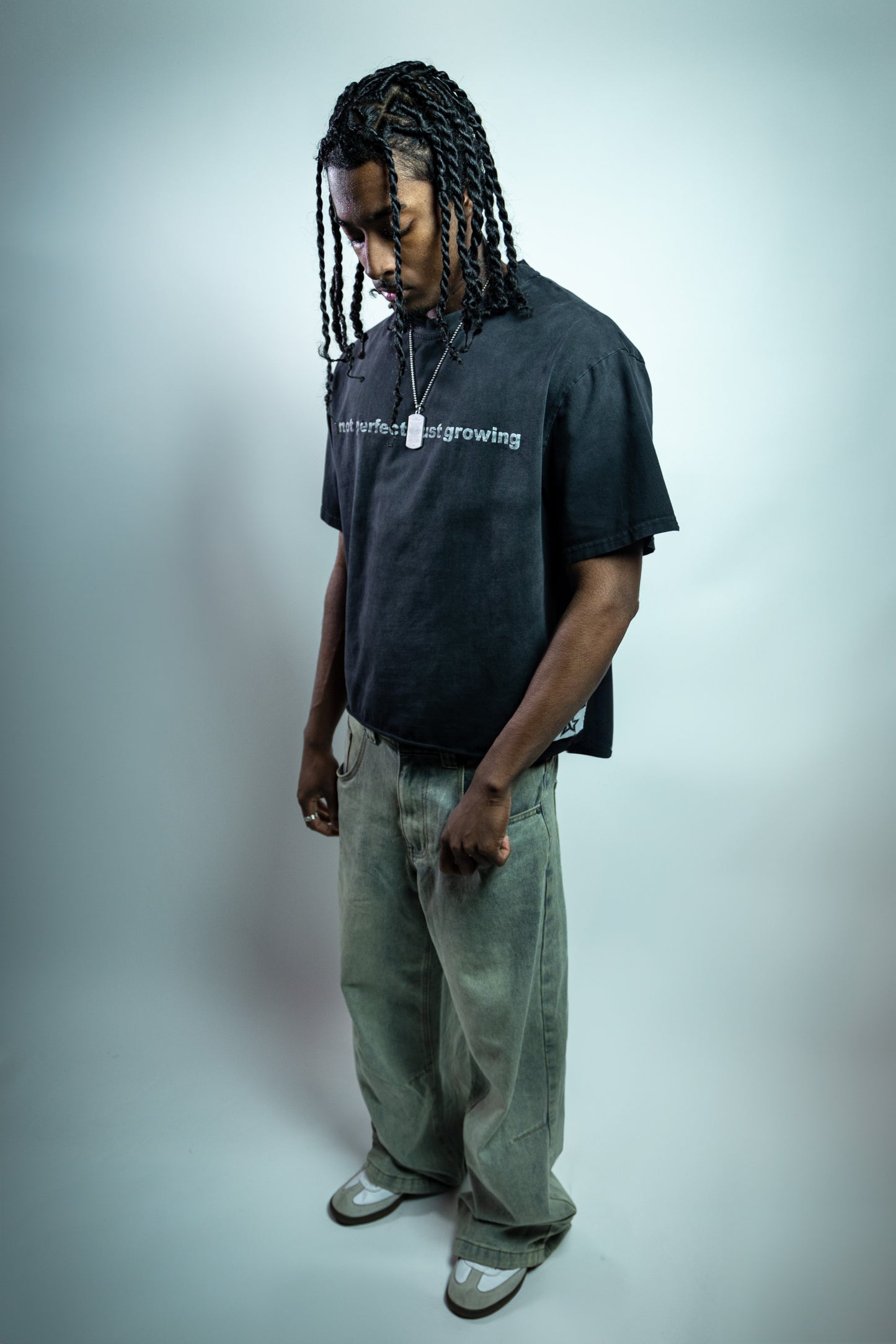 Black "not perfect, just growing" Tee