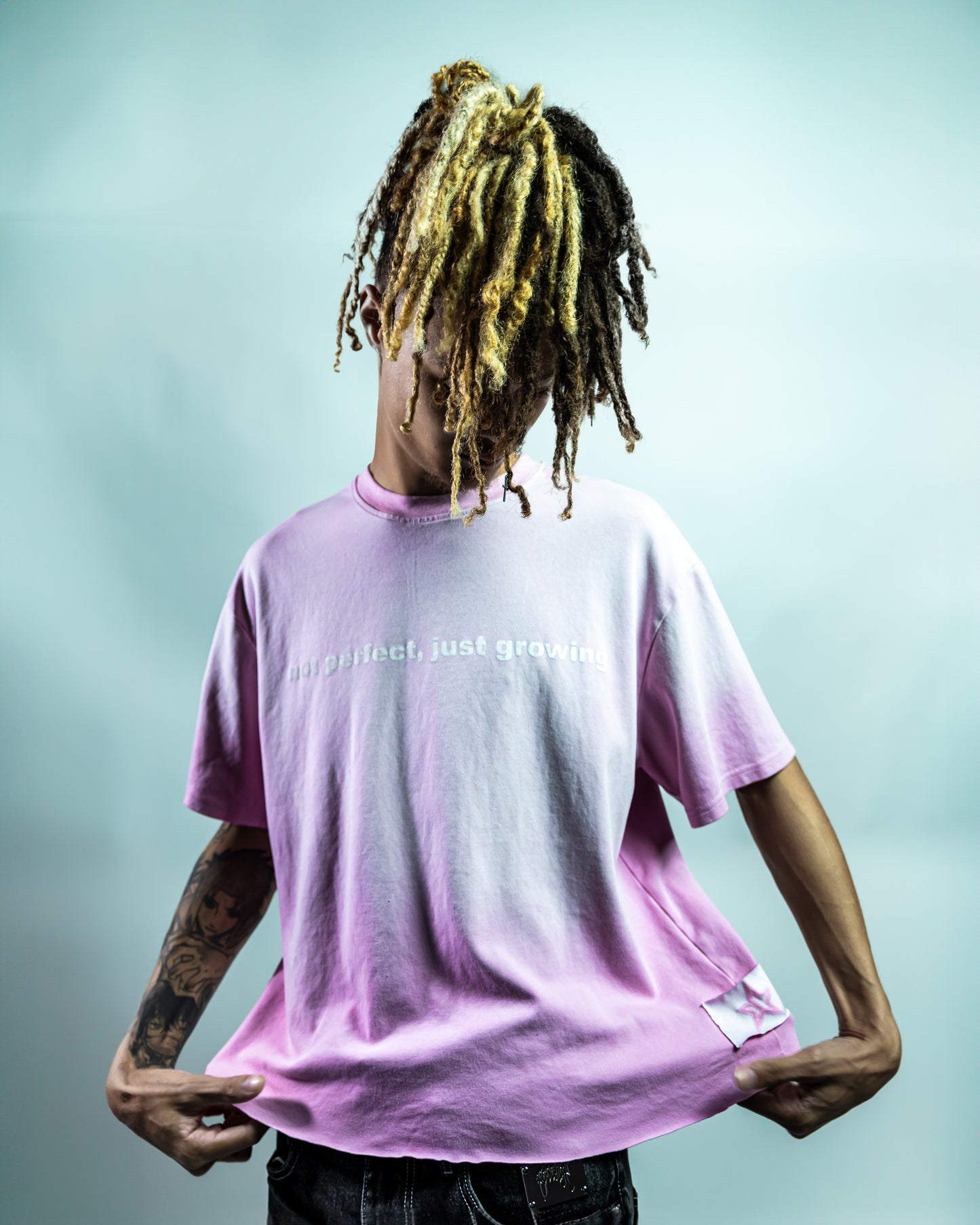 Pink “not perfect, just growing” Tee