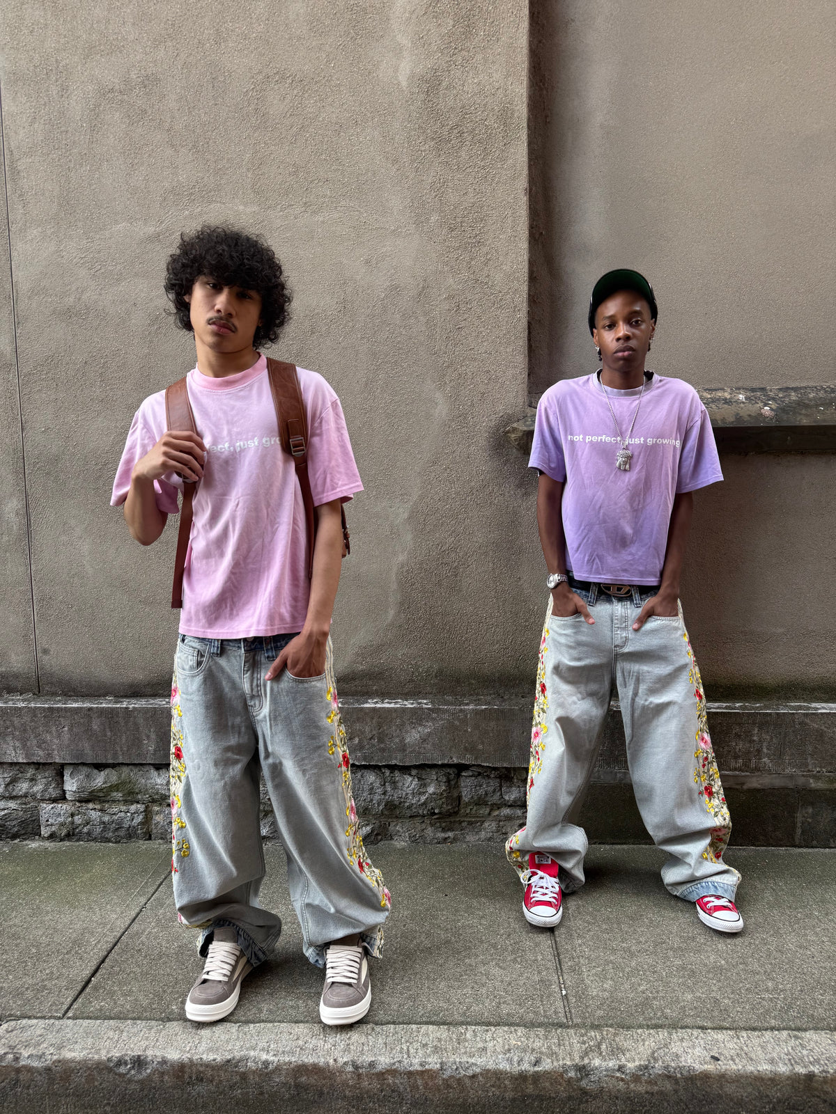 'grandma's garden' baggy jeans