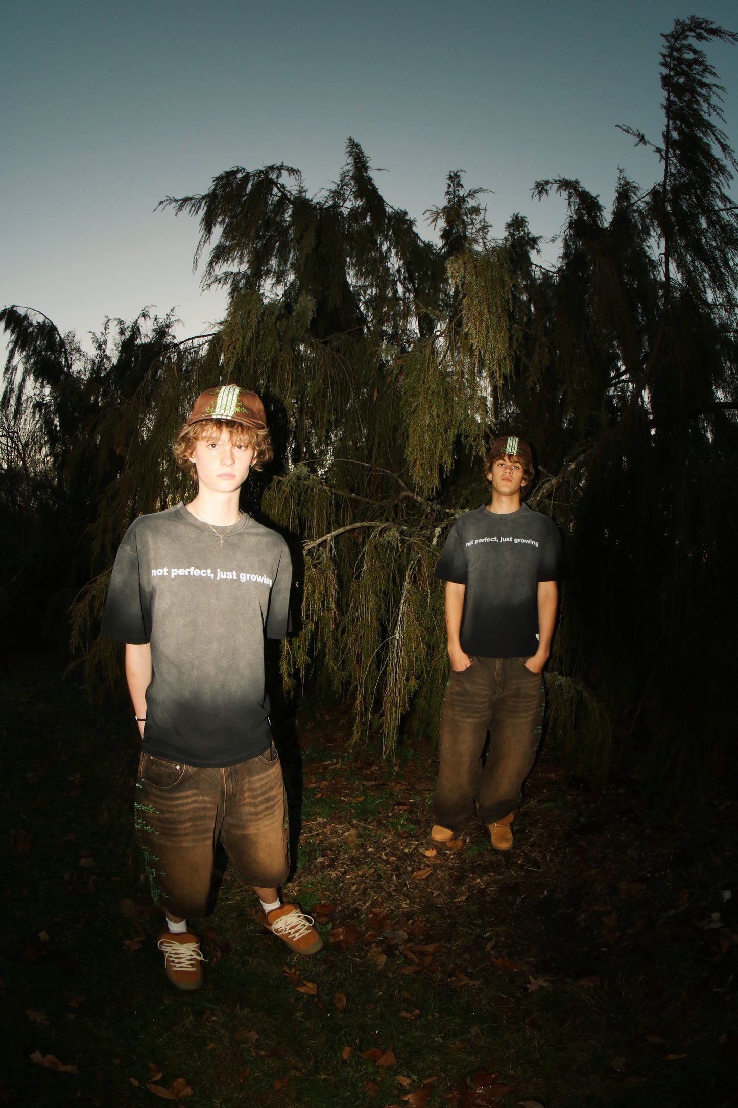 Heavy Wash Black "not perfect, just growing" Tee