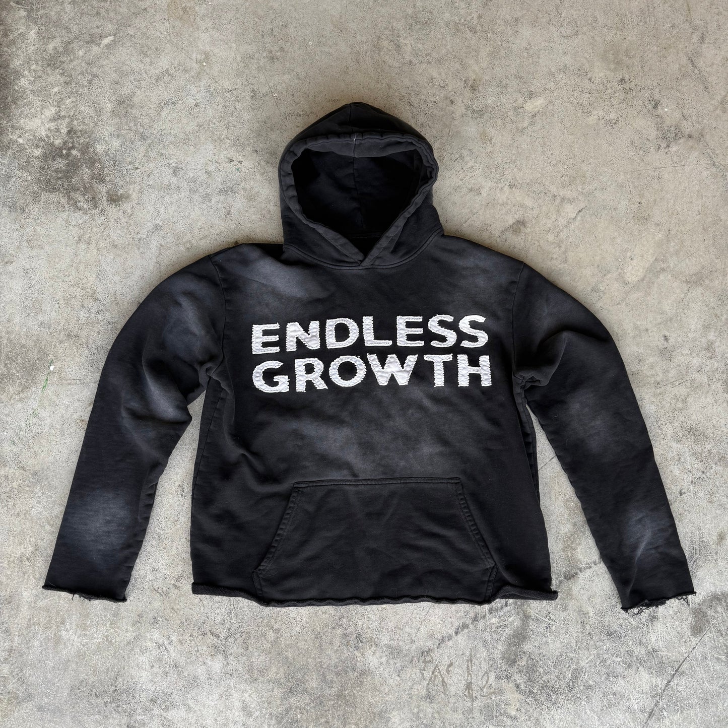 Black Applique Stitched Hoodie