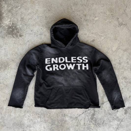Black Applique Stitched Hoodie