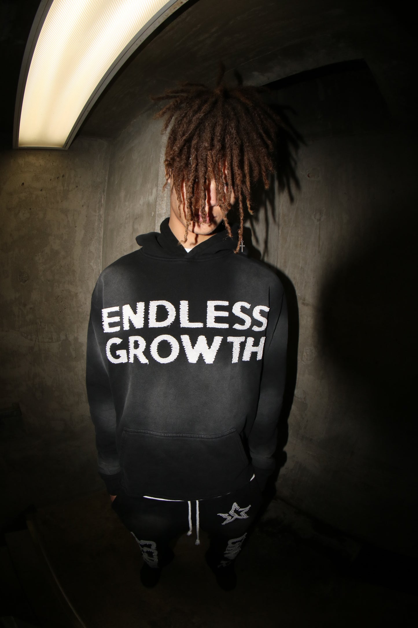 Black Applique Stitched Hoodie