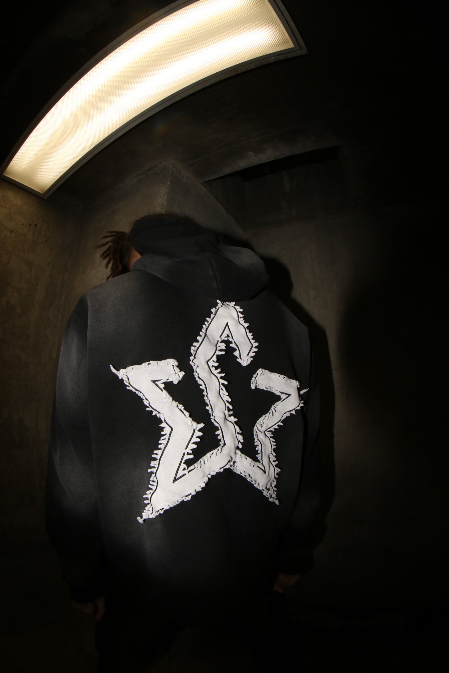 Black Applique Stitched Hoodie